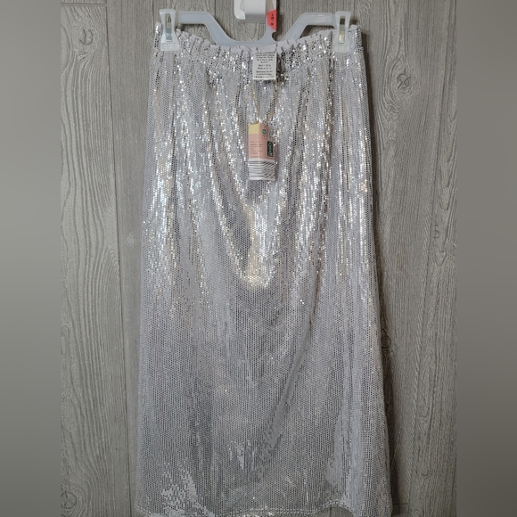 NWT Serra Silver Sparkle Maxi Skirt - Picture 1 of 4